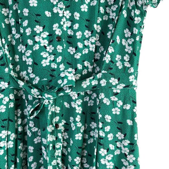 LOFT Green Floral Midi Dress - Picture 6 of 12